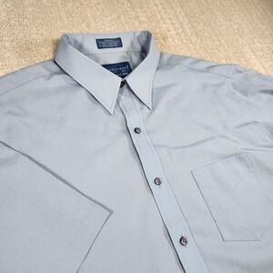 Vintage Permanent Press Shirt Men XL Towncraft Broadcloth Blue Button Up